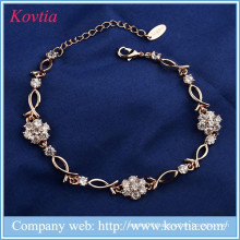 Fashion fake gold bracelets artificial flower natural zircon bracelet